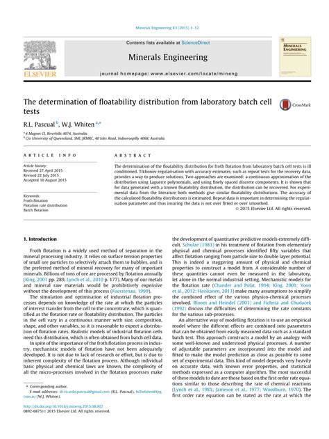 The determination of floatability distribution from laboratory batch 